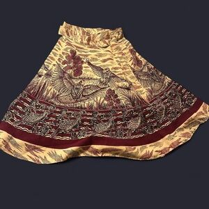 Vintage Maroon and Beige Skater Skirt